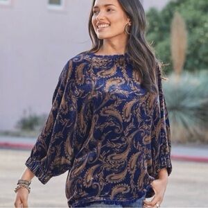 Sundance Alannah Paisley Printed Velvet Top size extra small